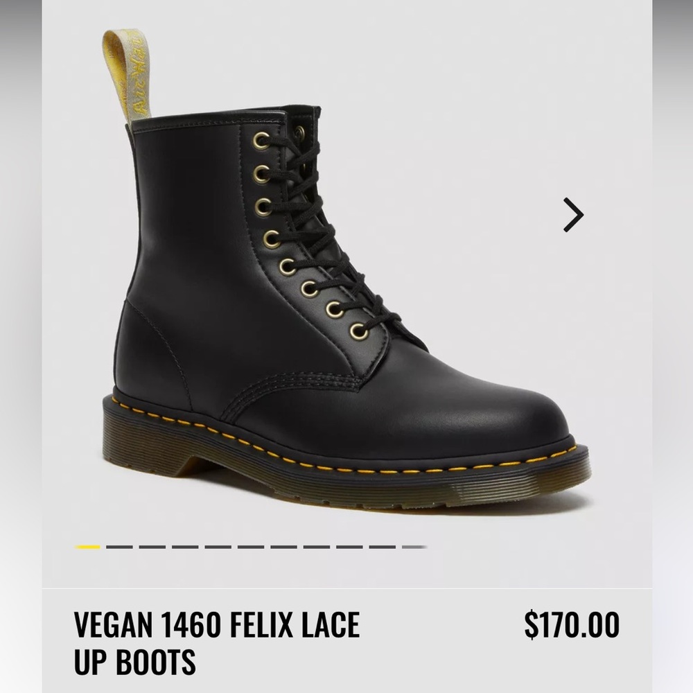 Dr. Martens Vegan 1460 Felix Lace up Boots- Womens size: 7 - Color: Black